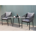 Popular outdoor garden webbing rope furniture  garden table set rope chairs with cushion small round tea table